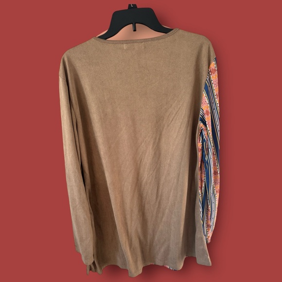 Hipster Split Pattern Longsleeve Minidress/Tunic Top - Picture 2 of 2